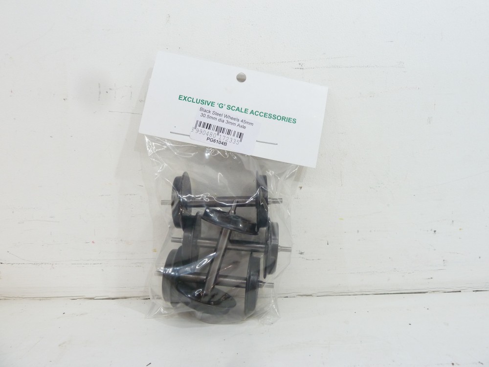 4 Black Steel Wheels 45mm 30.5mm dia 3mm Axle | Garden Railway ...
