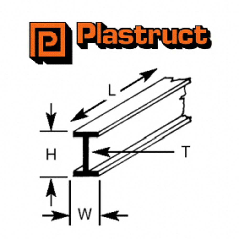 Plastruct I Beam 2.4 x 1.2 x 0.5 x 250mm Garden Railway Specialists