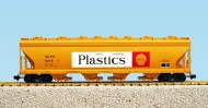 SHELL 4-BAY CNETER FLOW COVERED HOPPER YELLOW#5222