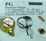 Pres. gge 3/4" dia.0-80 psi with 3/16" x 40ME union nut