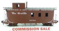 AC83-148A Long caboose Peaked roof DRGW #0584